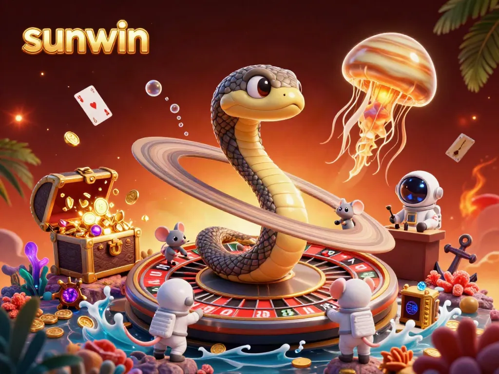 Experience thrilling gameplay at sunwin with cartoon characters engaged in space-themed betting.
