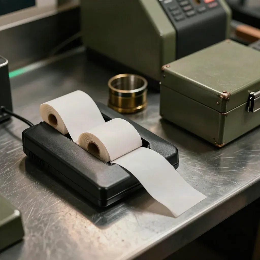 Brushed steel finance toolkit: card reader, receipt roll, coin cup and cash box beside a till.