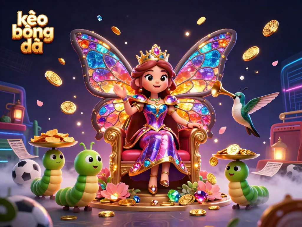Engage with kèo bóng đá as a lively sports betting scene comes to life with colorful casino elements.