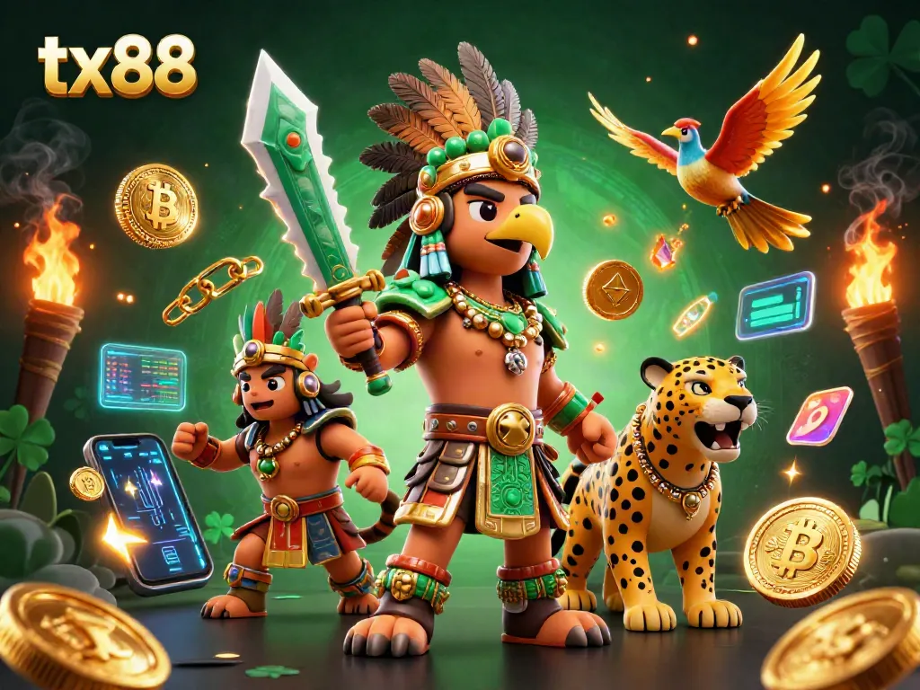 Experience thrilling gaming with tx88, featuring dynamic warriors and crypto elements in an engaging casino scene.