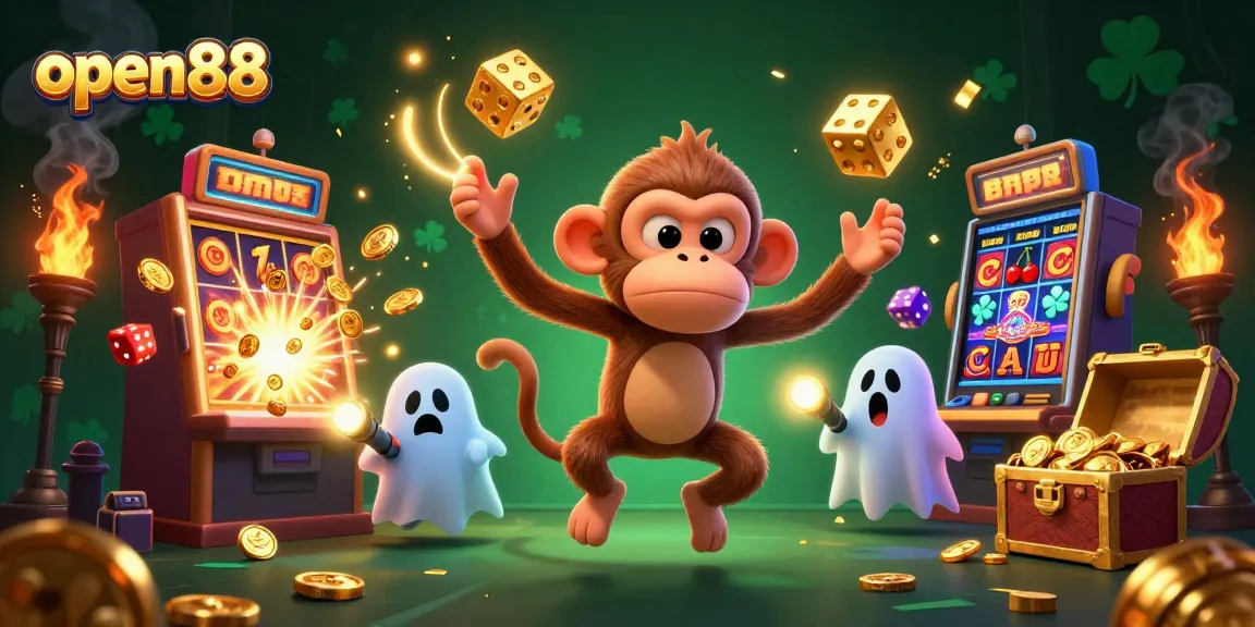 Experience open88's lively casino adventure with playful characters and vibrant game elements bursting with excitement.