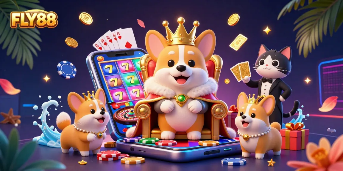 Experience thrilling gameplay at FLY88 with exciting slot games and vibrant characters in a dynamic casino scene.